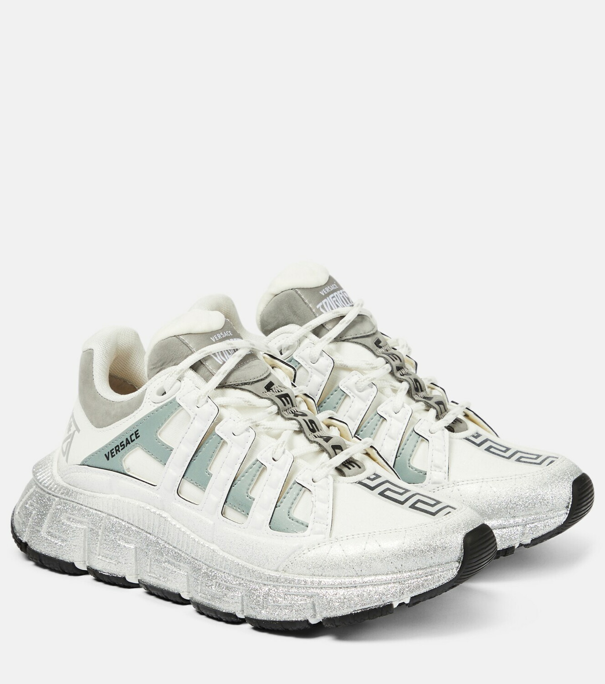 Versace Green Strappy Chain Reaction Sneakers Versace
