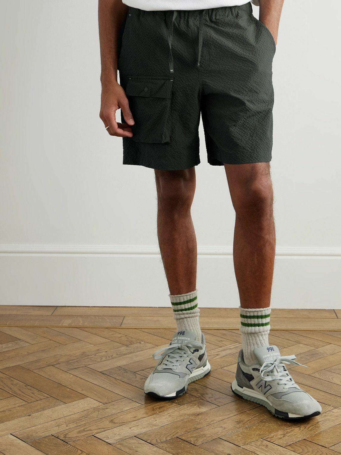 [ KEDS ]★NYLON BANDING SHORTS FrizmWORKS - Comfortable Banding Straight-Leg Seersucker