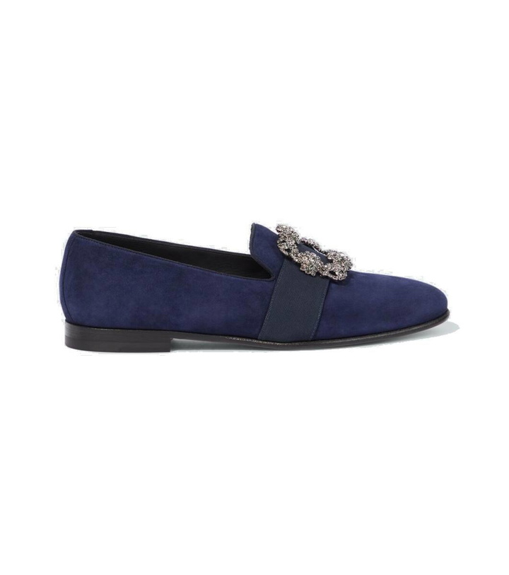 Photo: Manolo Blahnik Carlton embellished suede loafers