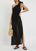 Lisa Marie Fernandez One Shoulder Fine-knit Maxi Sarong Dress Black