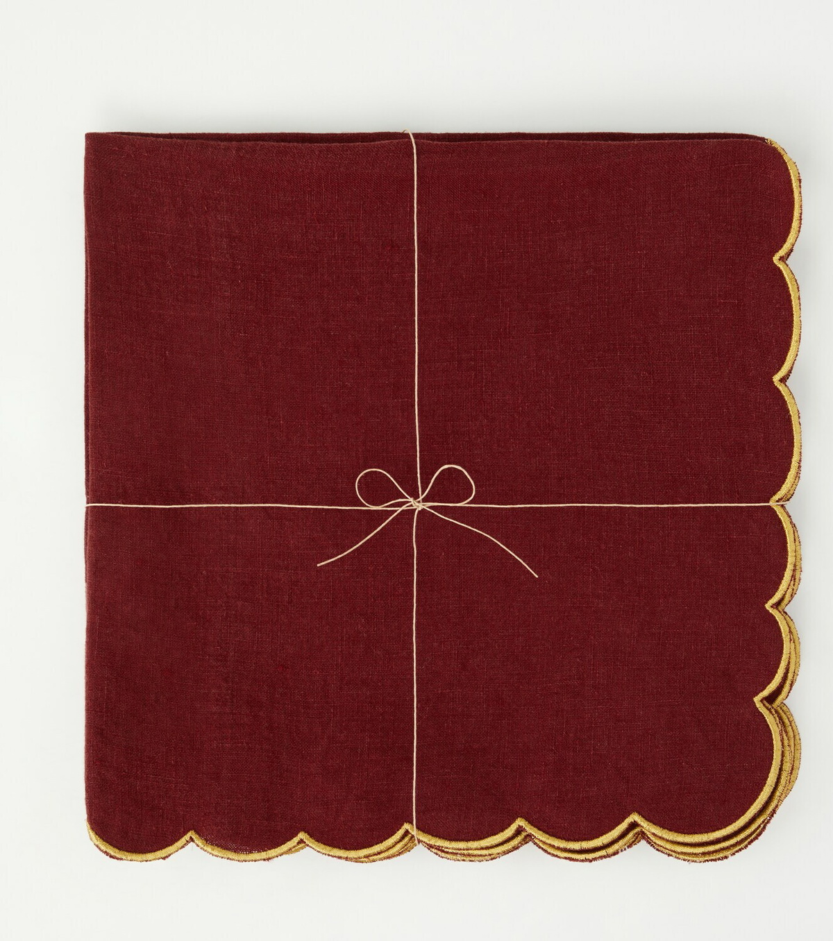 Once Milano Set of 4 scalloped linen napkins