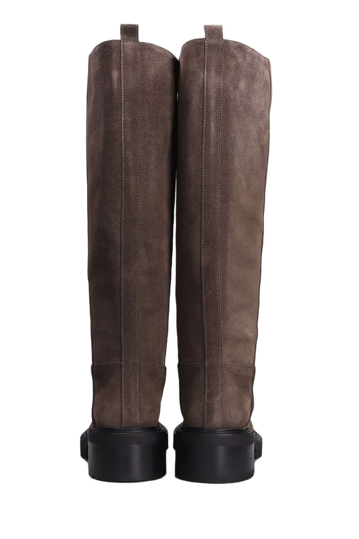 Via Roma 15 Low Heels Boots In Brown Suede