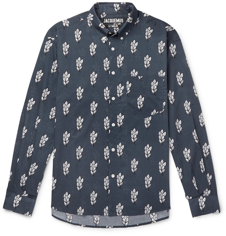 Photo: Jacquemus - Simon Button-Down Collar Printed Cotton-Gauze Shirt - Navy