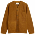Universal Works Men's Wool Fleece Cardigan in Mustard