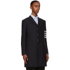 Thom Browne Navy Wool 4-Bar Suiting Coat