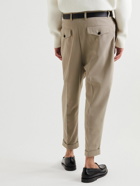 AMI PARIS - Tapered Cotton-Twill Trousers - Neutrals