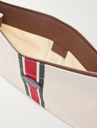 GUCCI - Leather-Trimmed Striped Canvas Pouch
