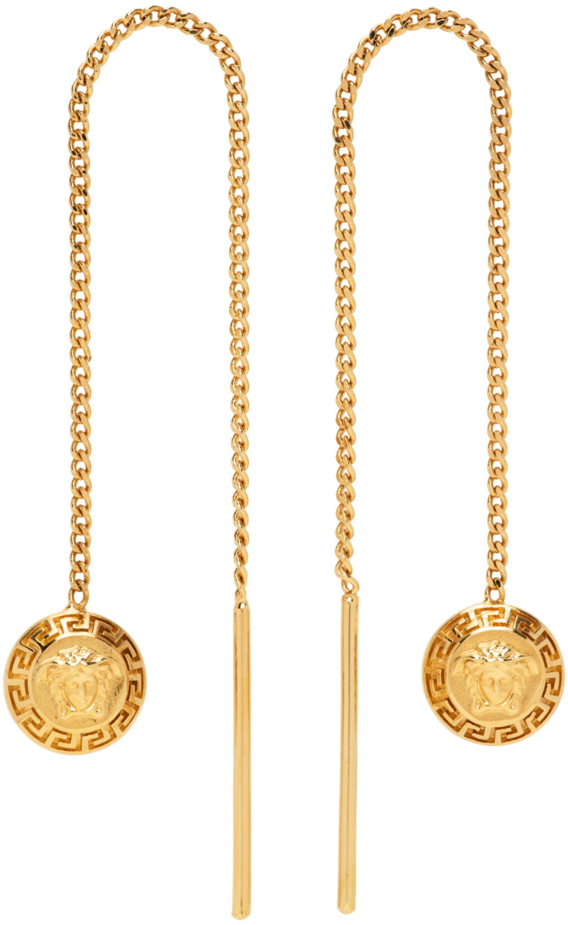 Versace Gold Medusa Drop Earrings Versace