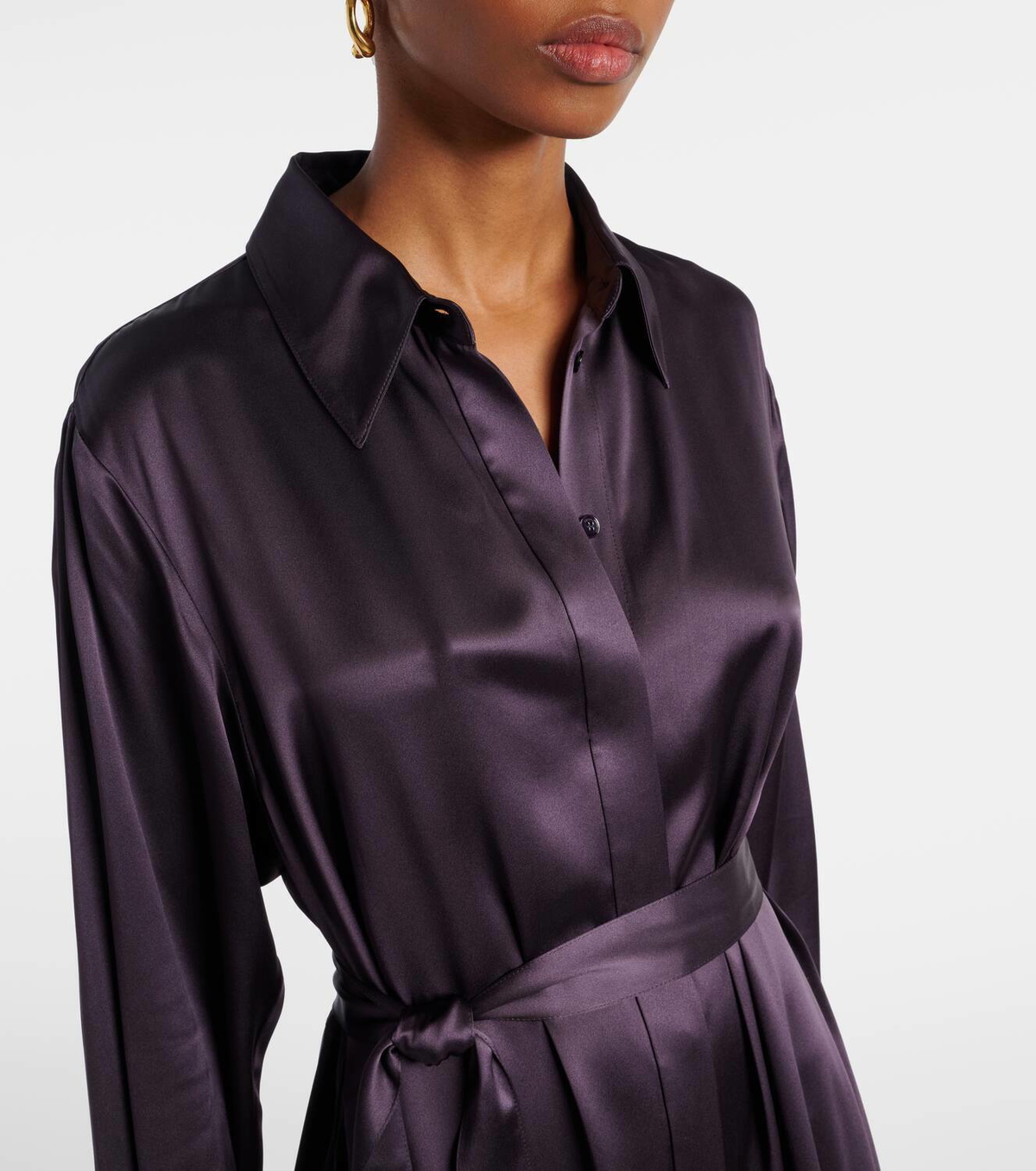 Joseph Cyprien belted silk satin shirt dress