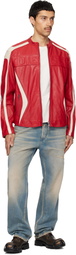 Diesel Red & Off-White L-Adam Leather Jacket