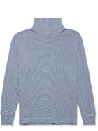 nanamica - Striped Cotton-Blend Jersey Rollneck Top - Blue