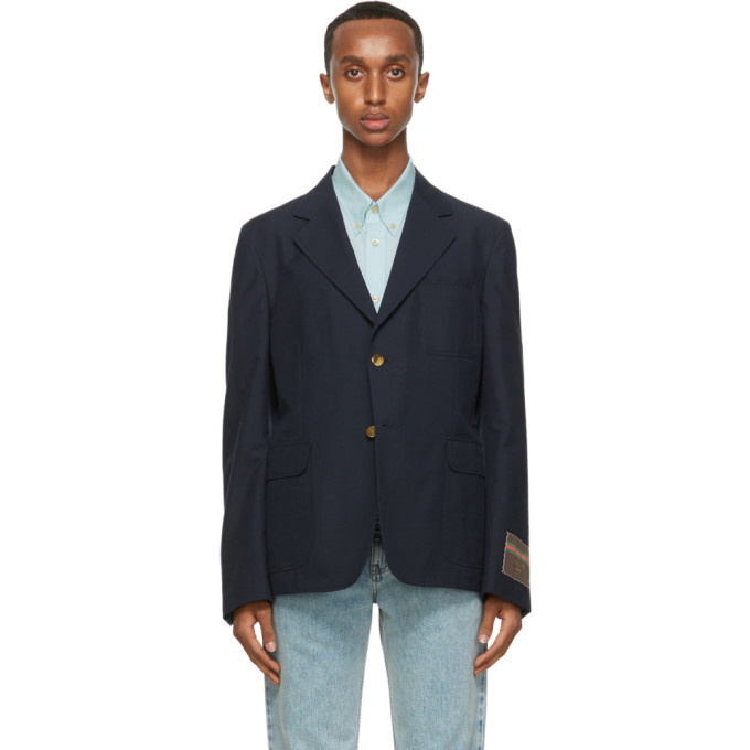 Photo: Gucci Navy Mohair and Wool Gauze Blazer