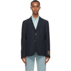 Gucci Navy Mohair and Wool Gauze Blazer