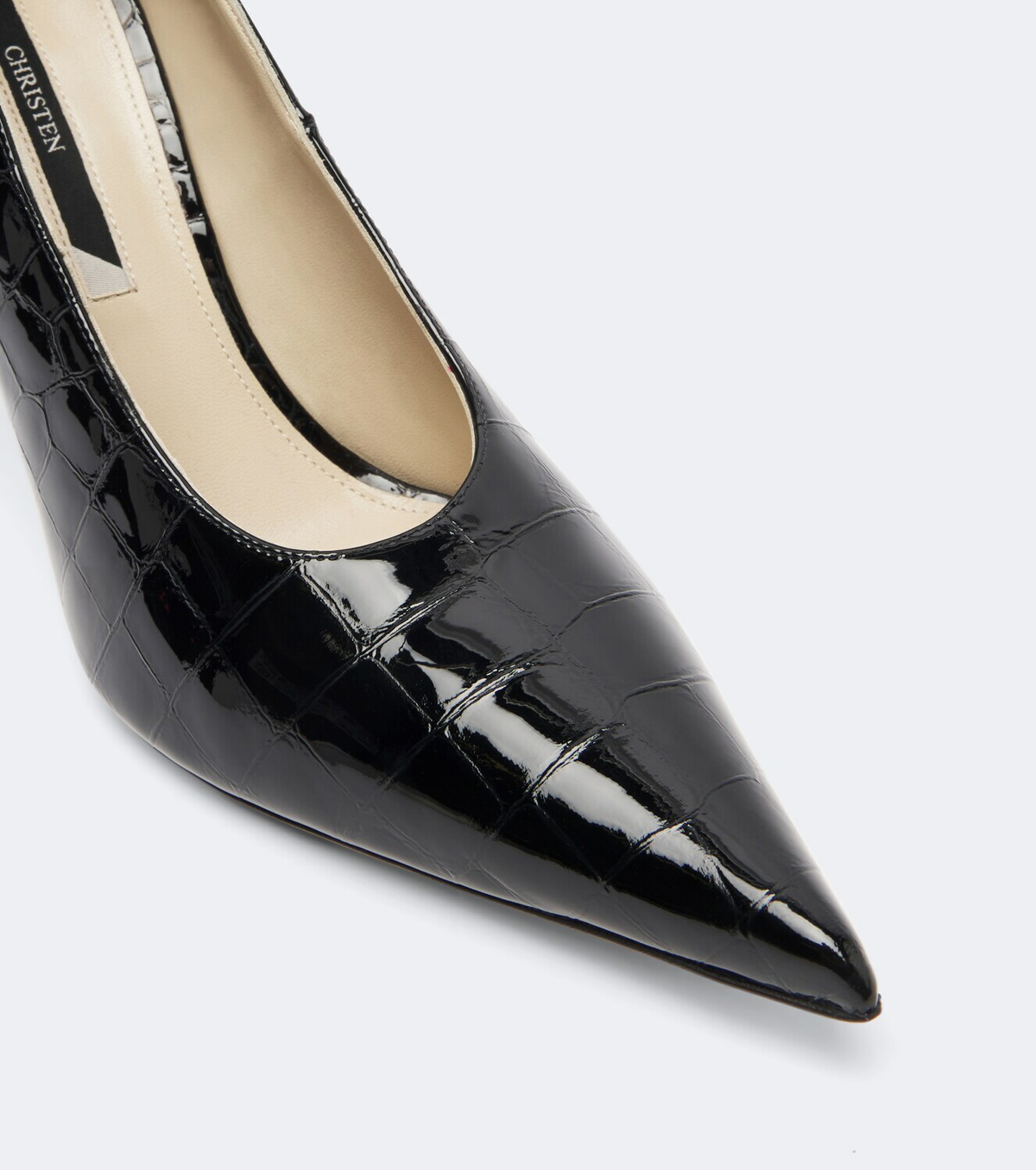 Christen Helix snake-effect leather pumps