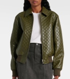 Gucci GG embossed leather bomber jacket