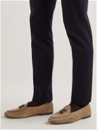 Rubinacci - Marphy Leather-Trimmed Suede Tasselled Loafers - Neutrals