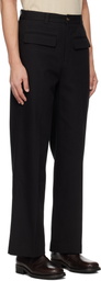 lesugiatelier Black Cotton Twill Trousers