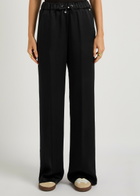 Herno Wide-leg Crepe de Chine Trousers Black