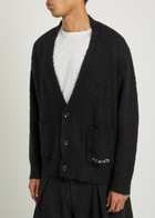 Picante Shaggy Textured Cotton-blend Cardigan Black