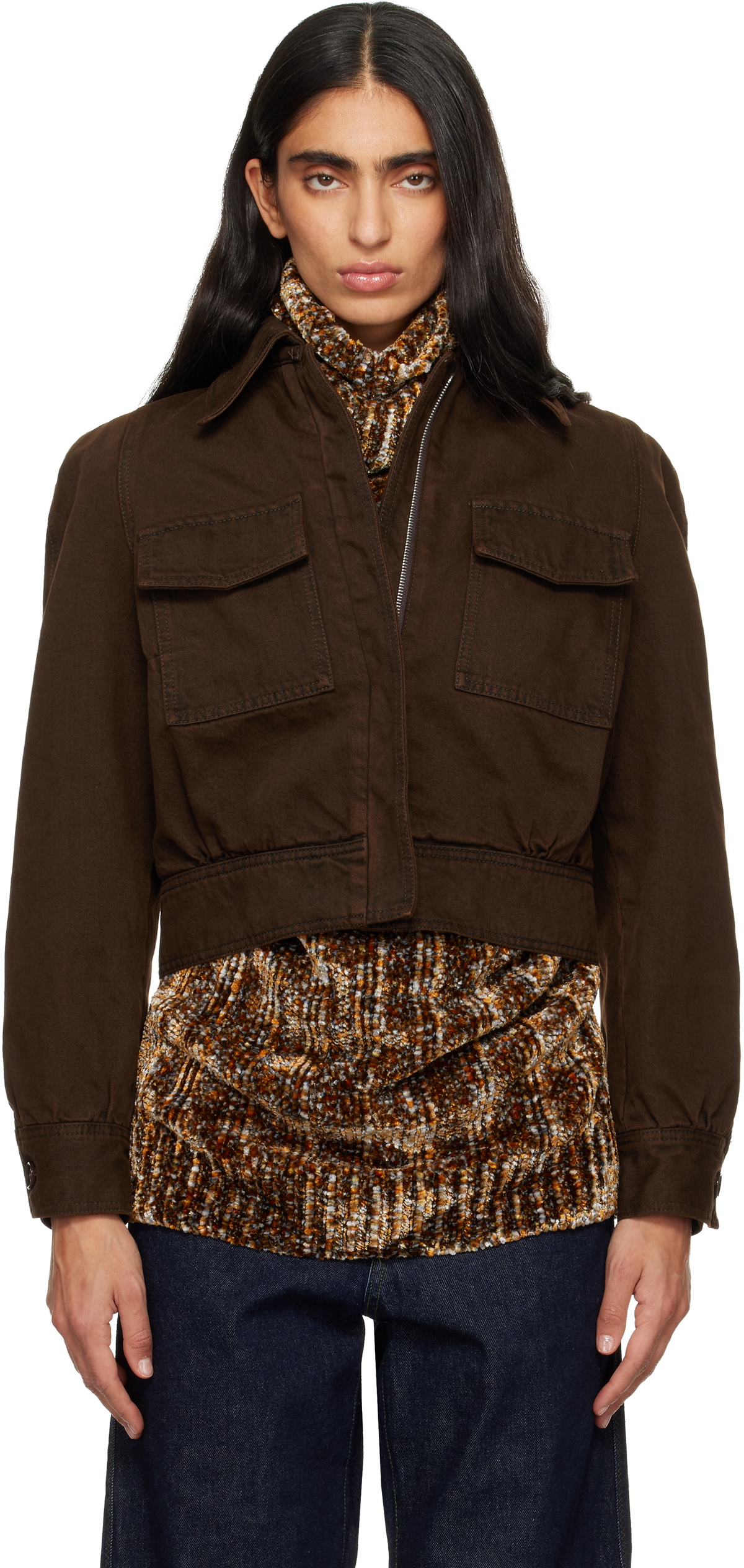 Dries Van Noten Brown Faded Denim Jacket