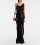 Balmain Chain-detail draped satin gown