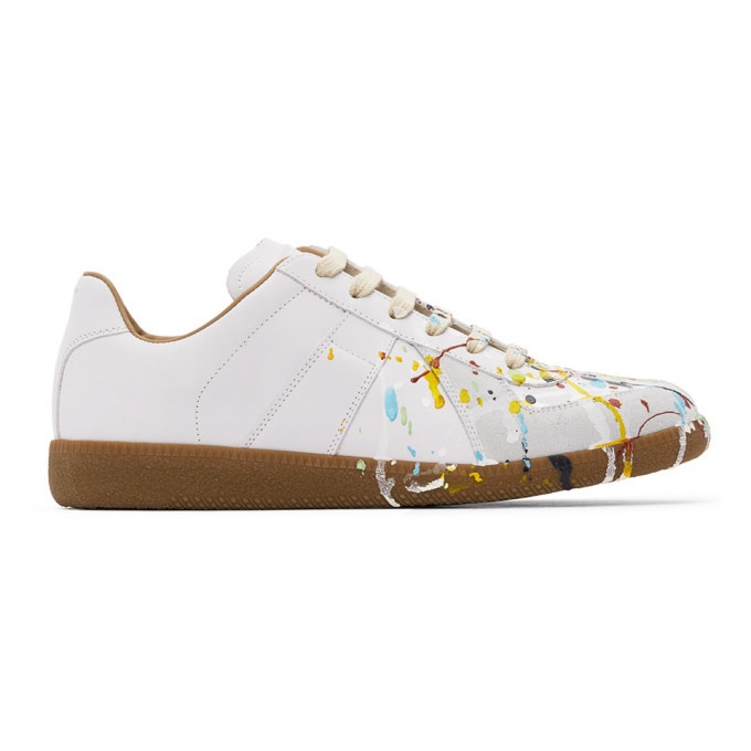 Photo: Maison Margiela White and Grey Paint Drop Replica Sneakers