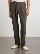 Altea - Straight-Leg Pleated Wool-Blend Seersucker Trousers - Green