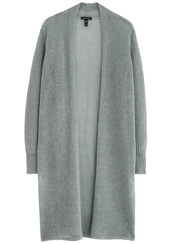 Photo: Eileen Fisher Open-knit Linen-blend Cardigan Light Grey