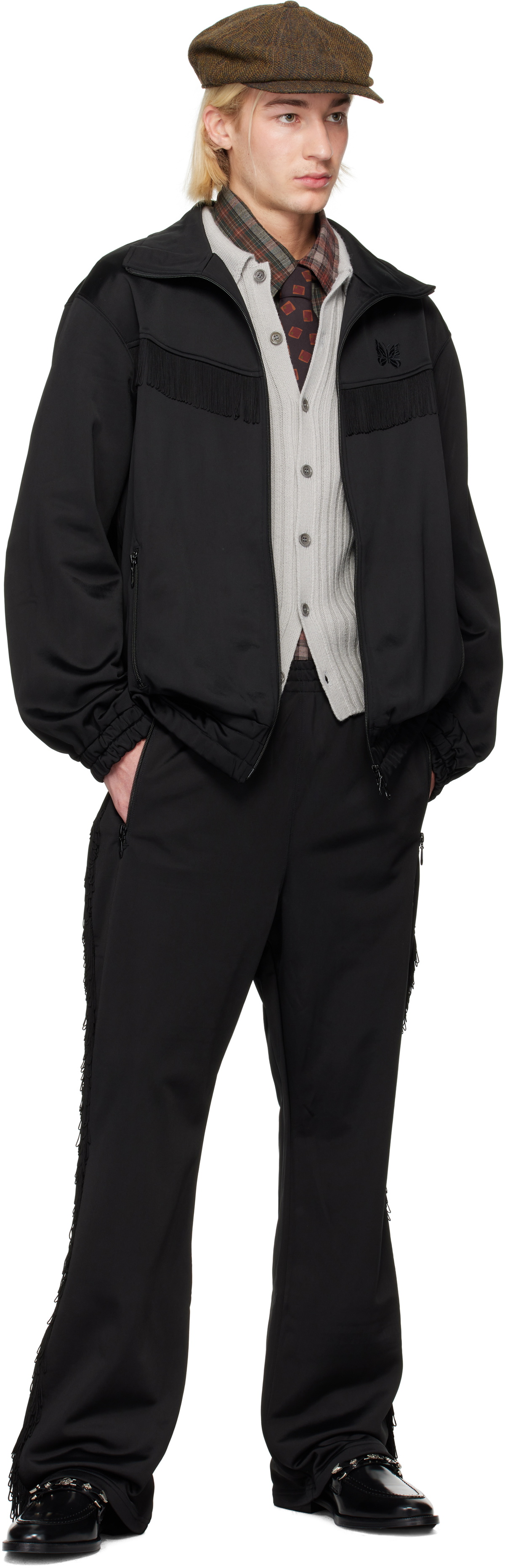 NEEDLES Black Fringe Boot-Cut Track Pants Needles