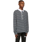 Daniel W. Fletcher Navy and White Striped Rugby Long Sleeve Polo