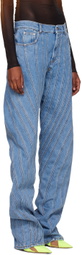 Mugler Blue Spiral Baggy Jeans