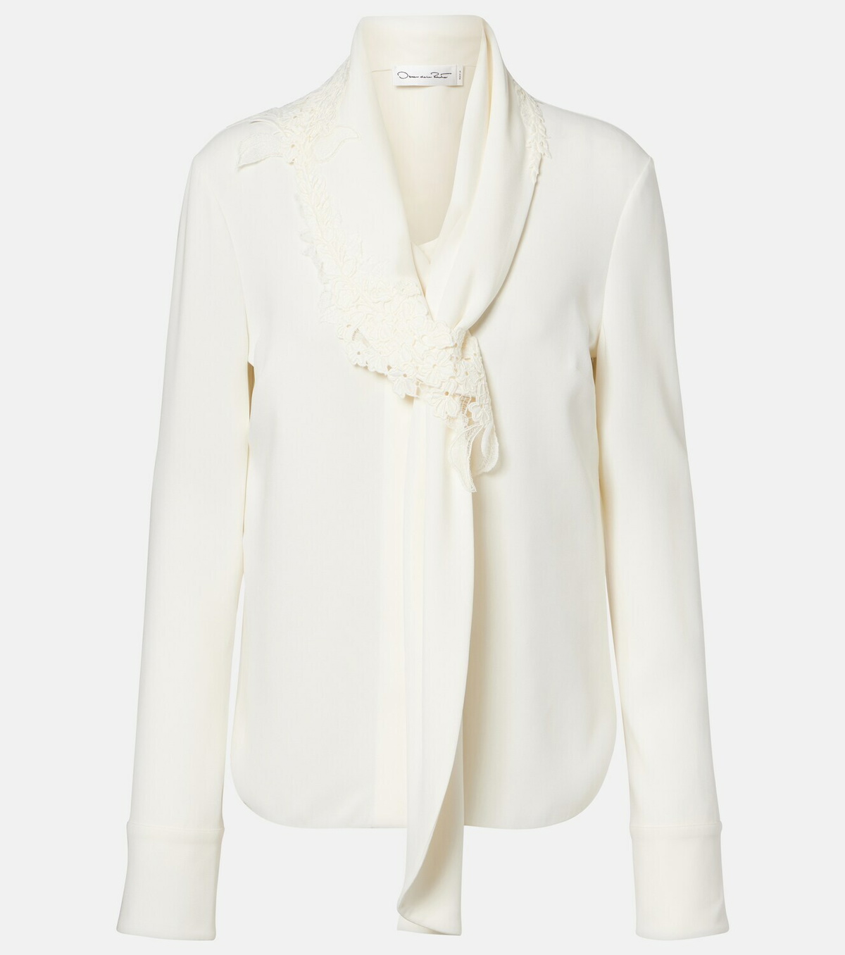 Oscar de la Renta Lace-trimmed silk-blend georgette blouse