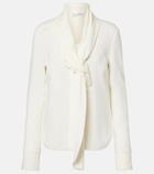 Oscar de la Renta Lace-trimmed silk-blend georgette blouse