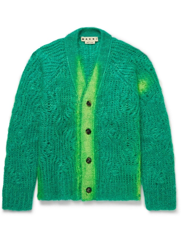 Photo: Marni - Painted Mohair-Blend Cardigan - Green