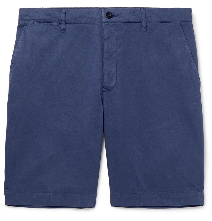 Photo: Mr P. - Garment-Dyed Peached Cotton-Twill Bermuda Shorts - Blue