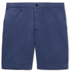 Mr P. - Garment-Dyed Peached Cotton-Twill Bermuda Shorts - Blue