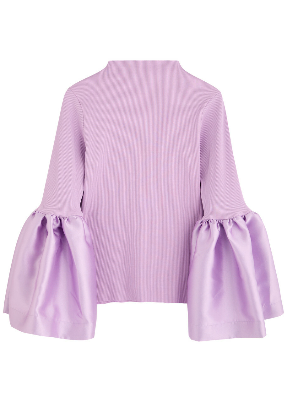 Marques' Almeida Ribbed Stretch-cotton and Taffeta top Lilac