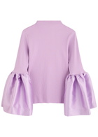 Marques' Almeida Ribbed Stretch-cotton and Taffeta top Lilac