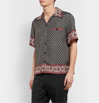 Dolce & Gabbana - Camp-Collar Logo-Print Silk-Twill Shirt - Black