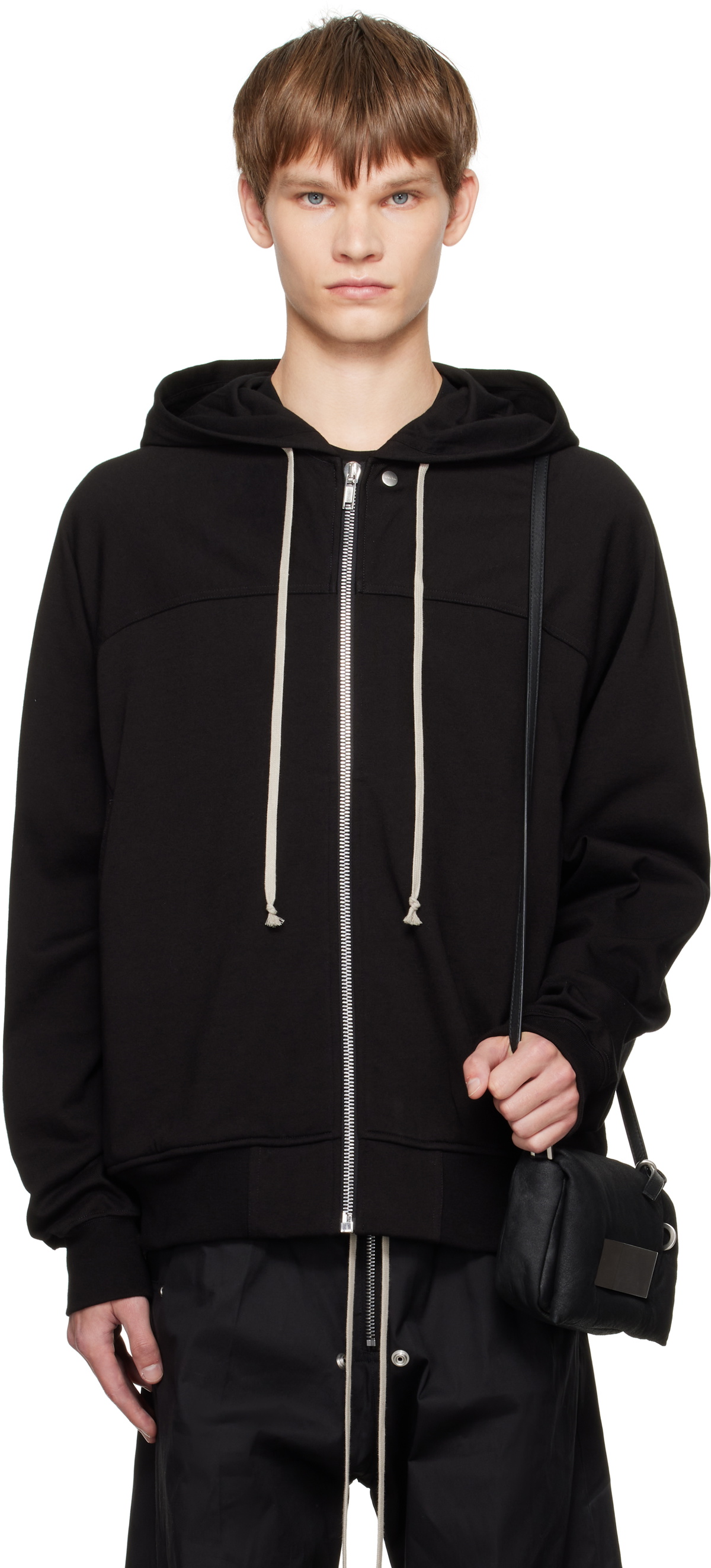 Rick Owens × MONCLER ZIPPED HOODIE L Rick Owens - Moncler Jumbo Oversized Logo-Appliquéd Cotton