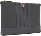 Thom Browne Gray Large Wool 4-Bar Pouch