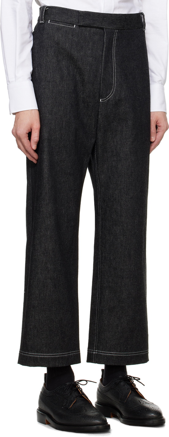 Thom Browne Black Washed Unconstructed Denim Trousers