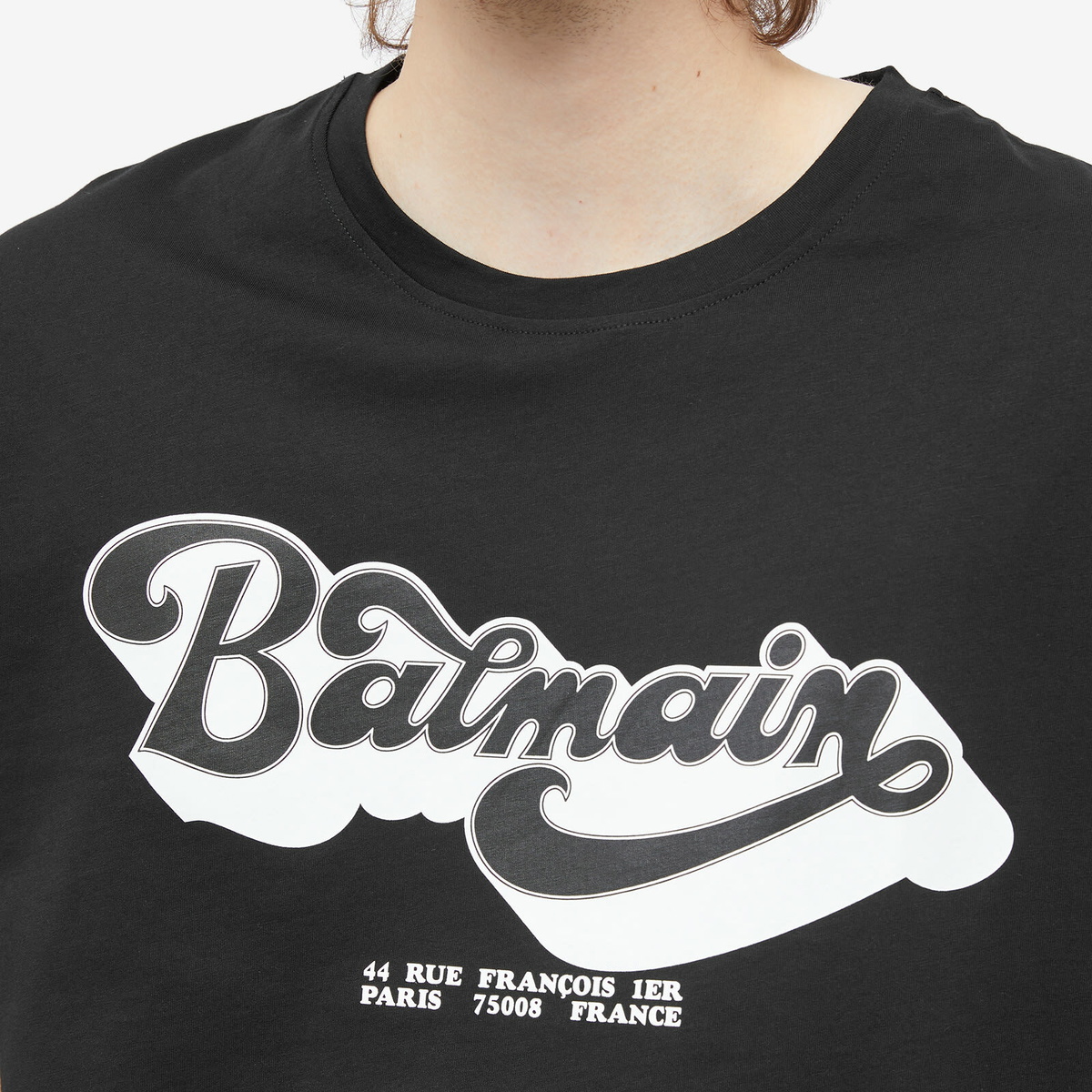 Balmain Men's 70s Logo T-Shirt in Black/White Balmain