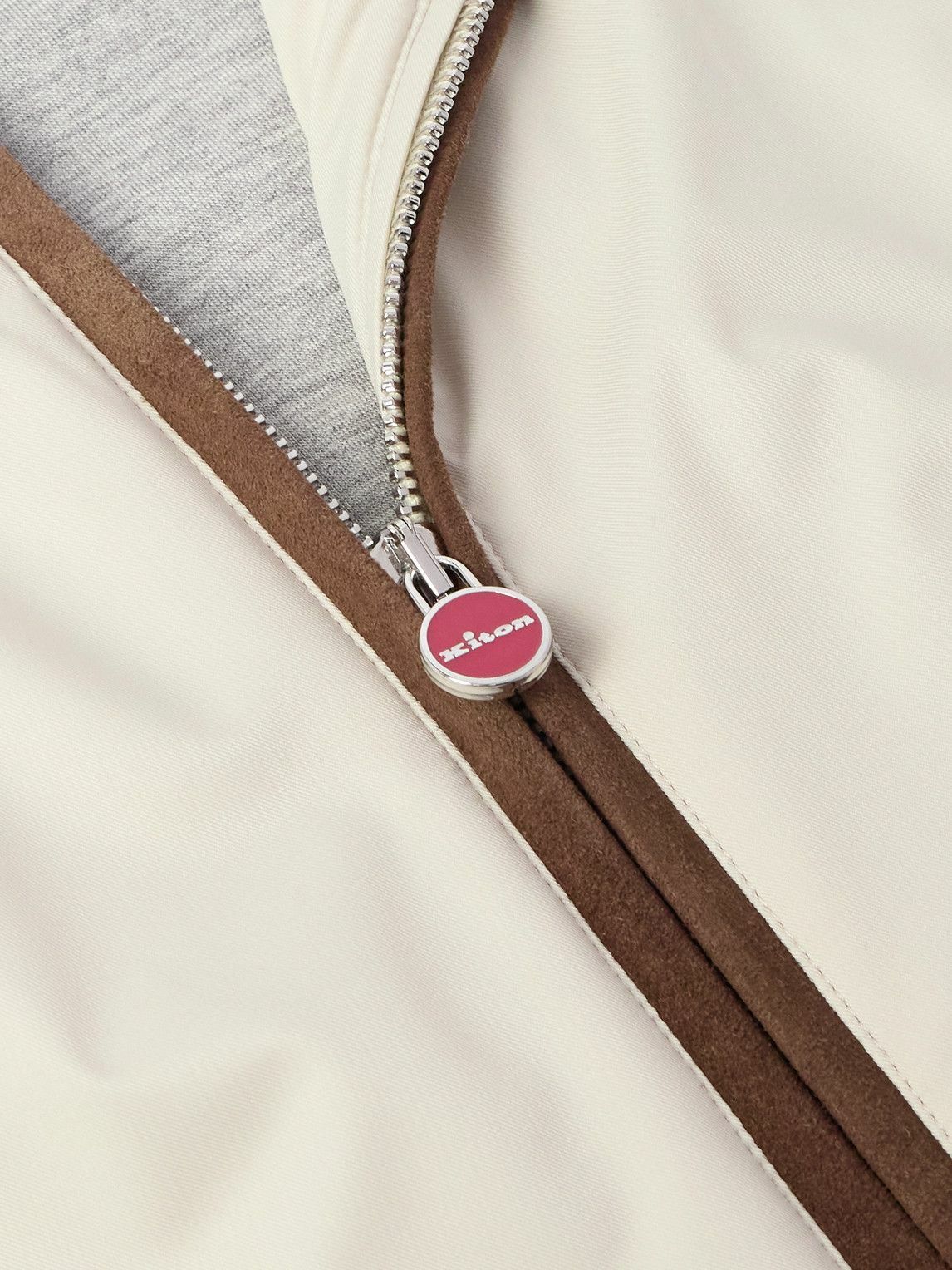 Kiton - Suede-Trimmed Shell Gilet - Neutrals