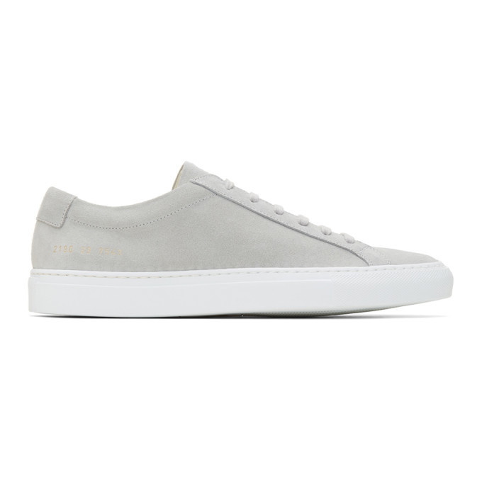 Photo: Common Projects Grey Suede Original Achilles Low Sneakers