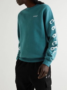 Off-White - Logo-Print Cotton-Jersey Sweatshirt - Green