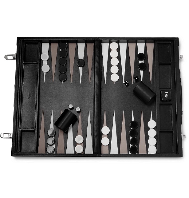 Photo: Asprey - Hanover Leather Backgammon Set - Black
