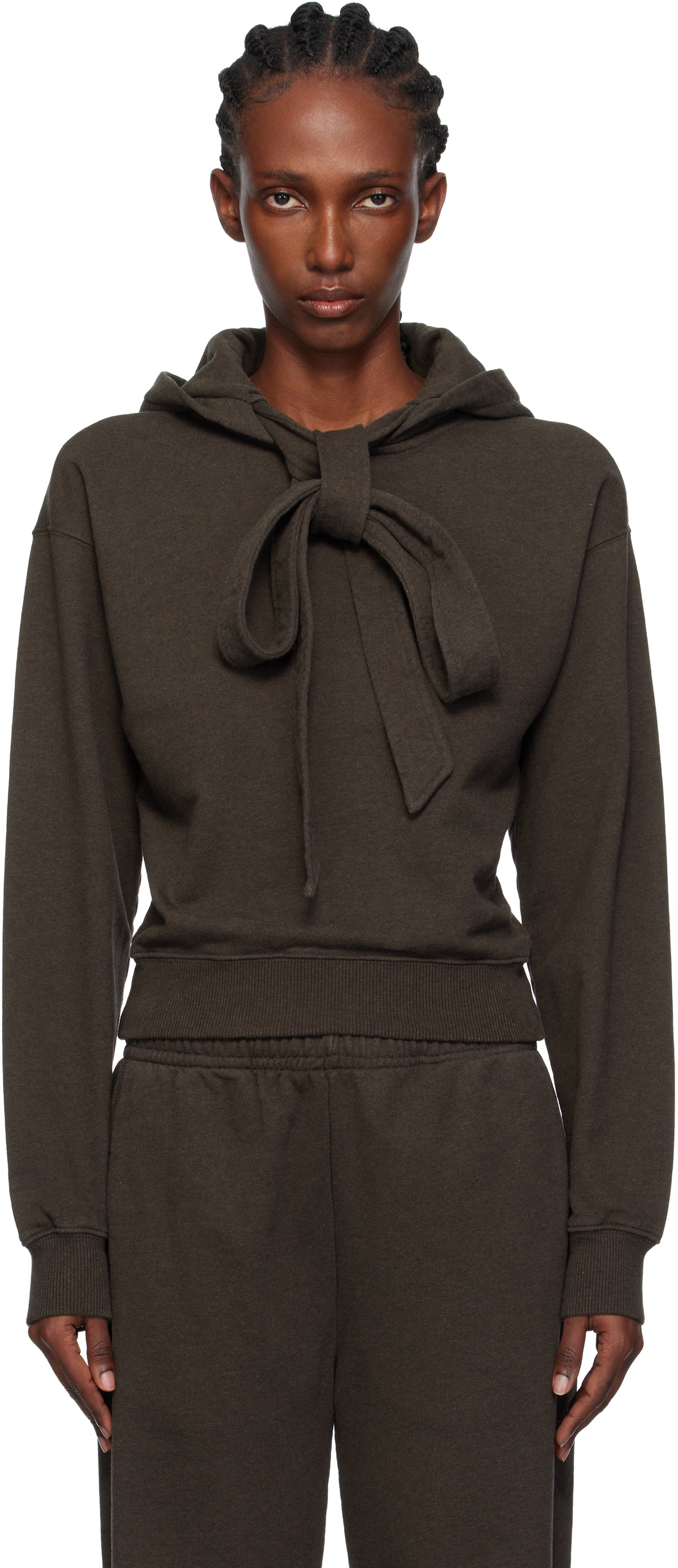 JW Anderson Brown Tied Bow Hoodie