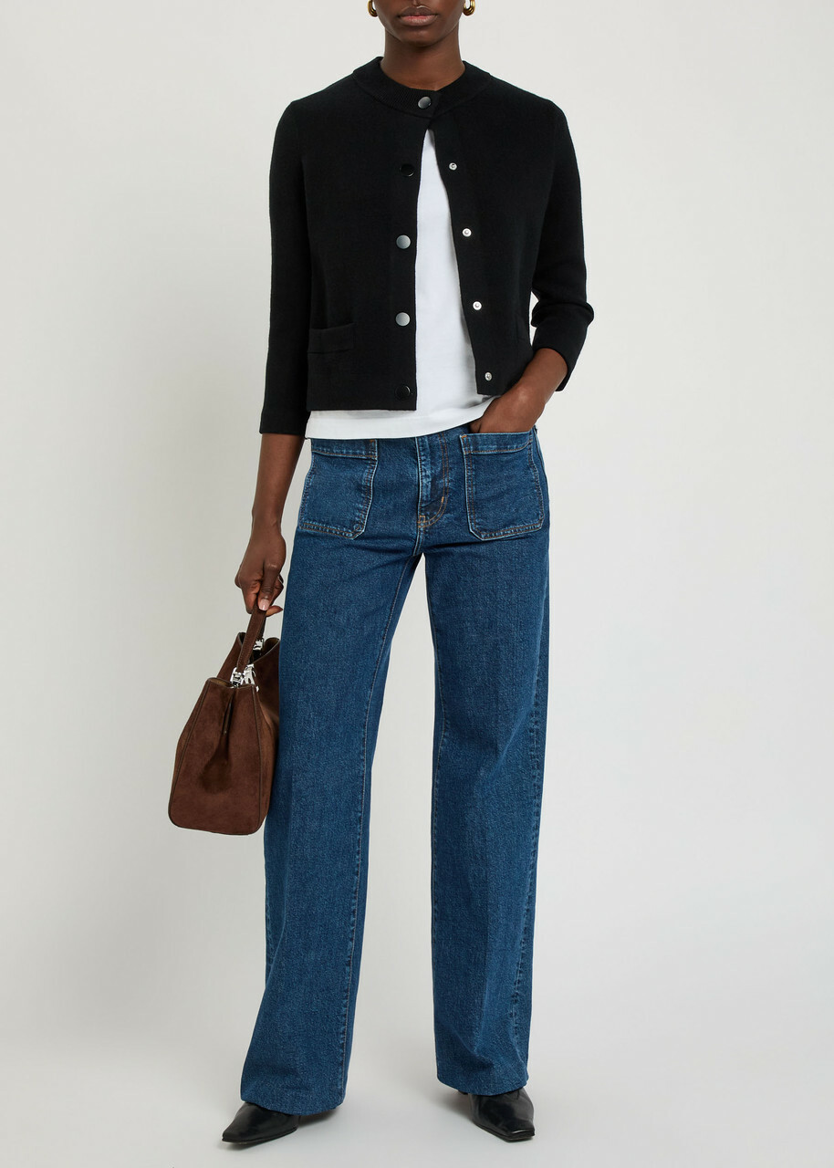 Vince Shrunken Snap Wool-blend Cardigan Black