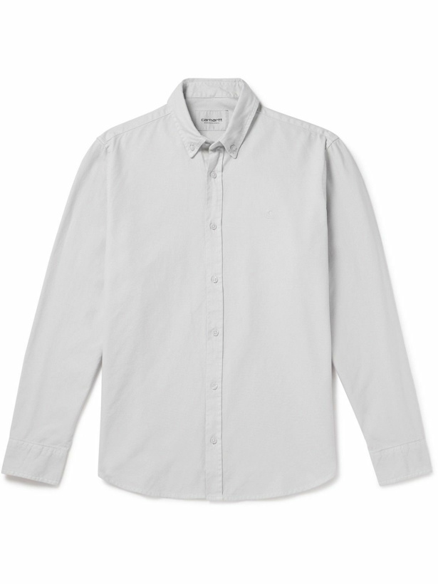 Photo: Carhartt WIP - Bolton Button-Down Collar Logo-Embroidered Cotton Oxford Shirt - Gray